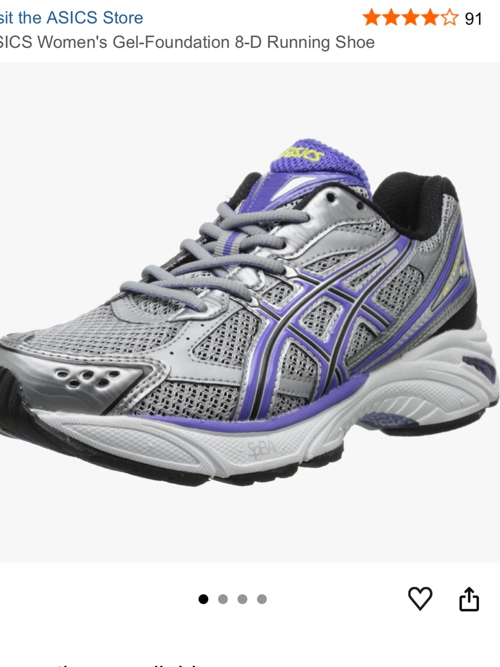 ASICS Silver Running Sneakers with Purple Accents